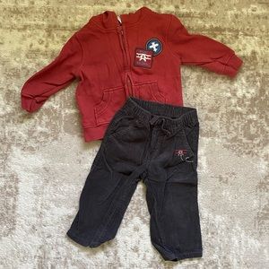 Airplane corduroys and hoodie set